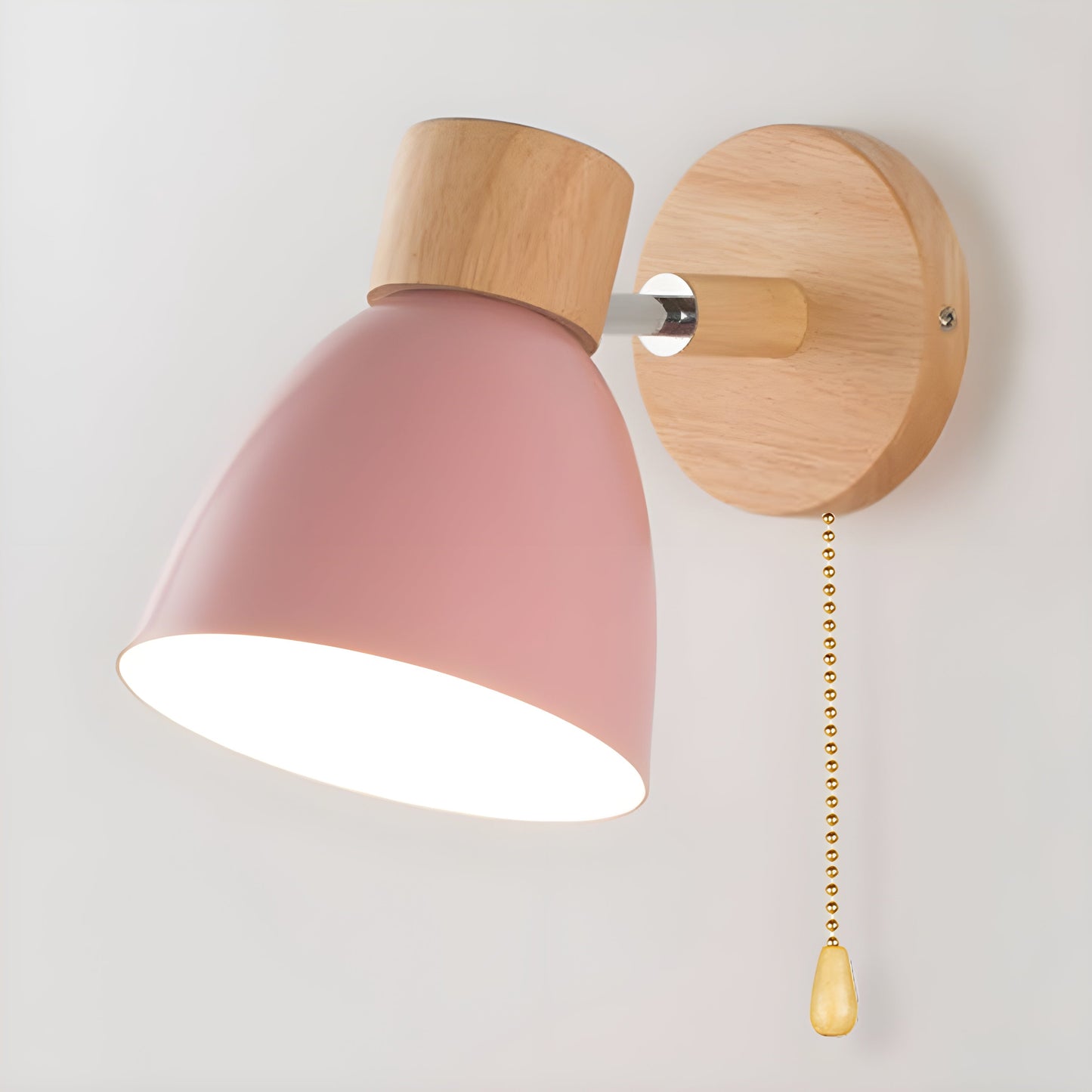 Rustic Wood Wall Light with Switch for Bedroom