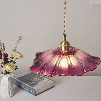 Beautiful Floral Glass Hanging Lamp