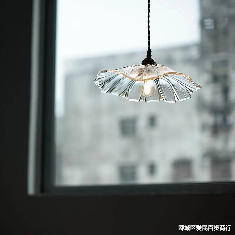 Beautiful Floral Glass Hanging Lamp