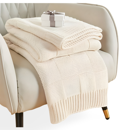 Cozy Plaid Knitted Blanket Black and White - Befez