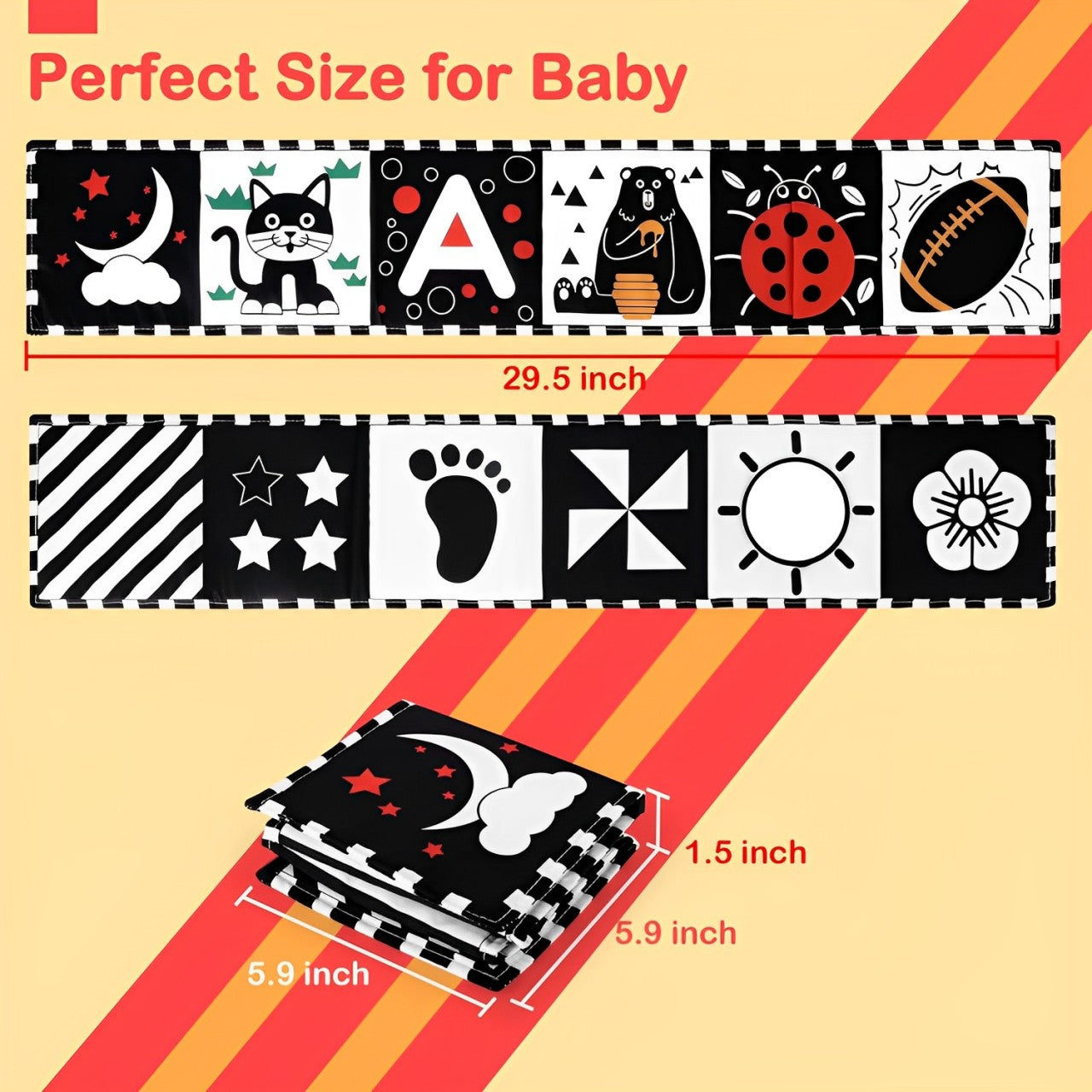 Soft Baby Book with High Contrast Colors and Safe Mirror