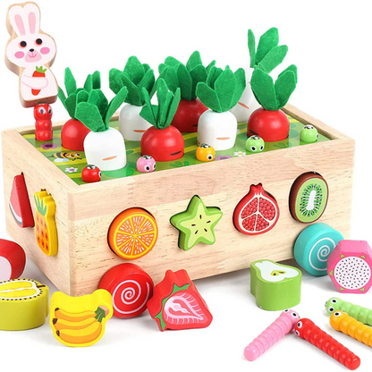 Wooden Learning Toy Shape Sorter for Kids Fruits and Veggies - Befez