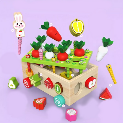 Wooden Learning Toy Shape Sorter for Kids Fruits and Veggies