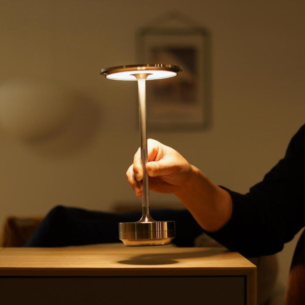Compact LED Desk Lamp, Rechargeable and Dimmable