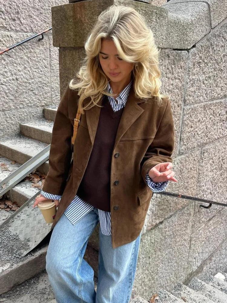 Classic Tan Leather Blazer - Befez