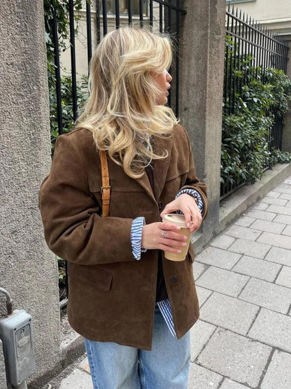 Classic Tan Leather Blazer