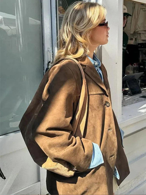 Classic Tan Leather Blazer