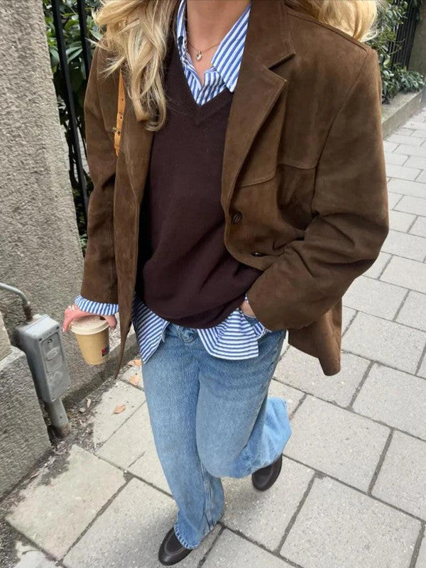 Classic Tan Leather Blazer