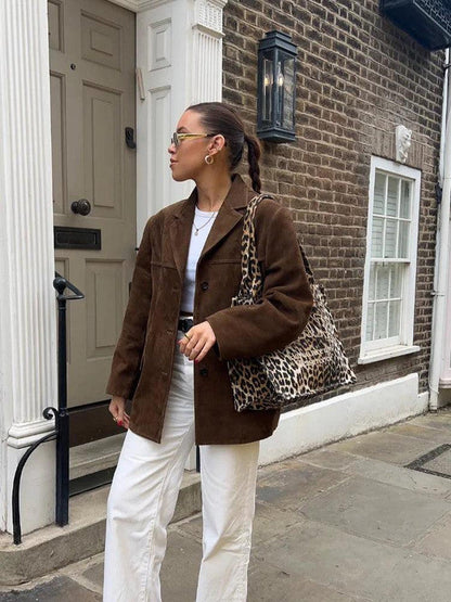 Classic Tan Leather Blazer