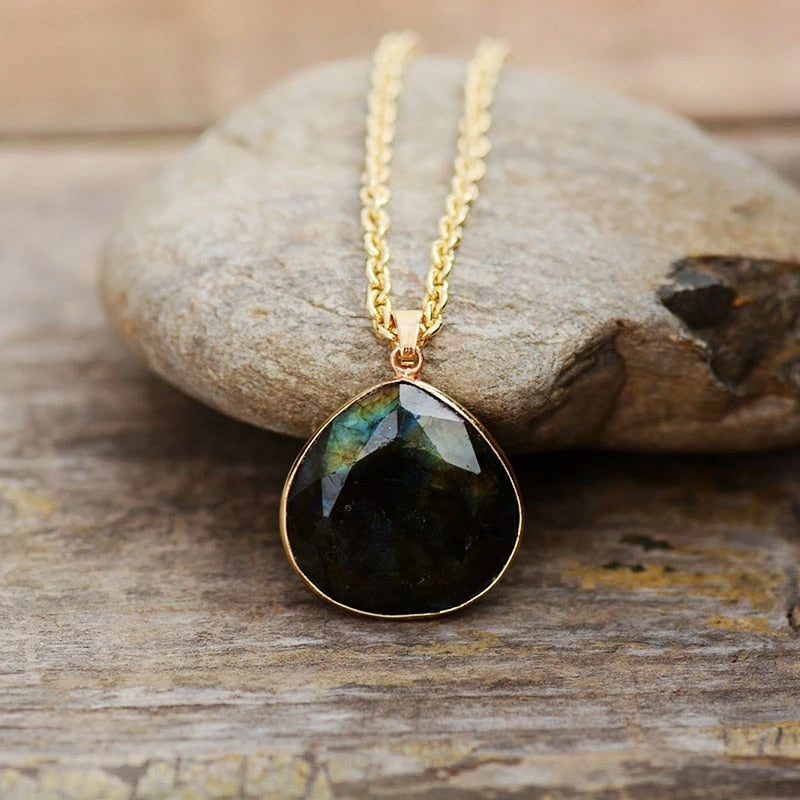 Elegant Gemstone Pendant Necklace with 14k Gold Plating
