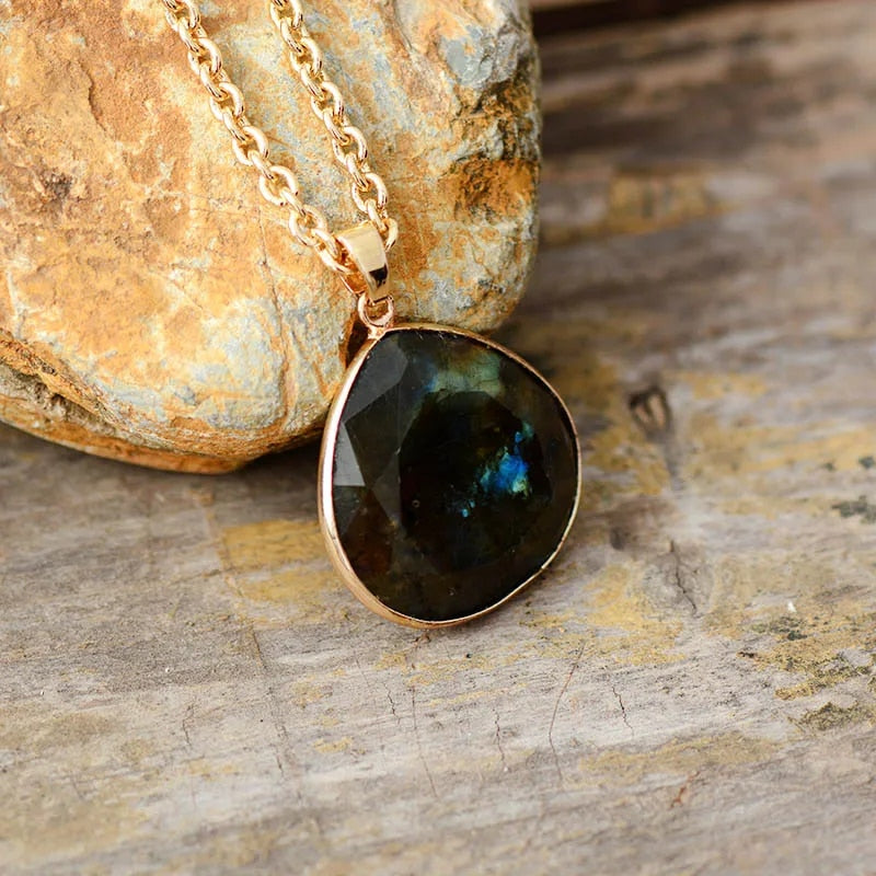 Elegant Gemstone Pendant Necklace with 14k Gold Plating