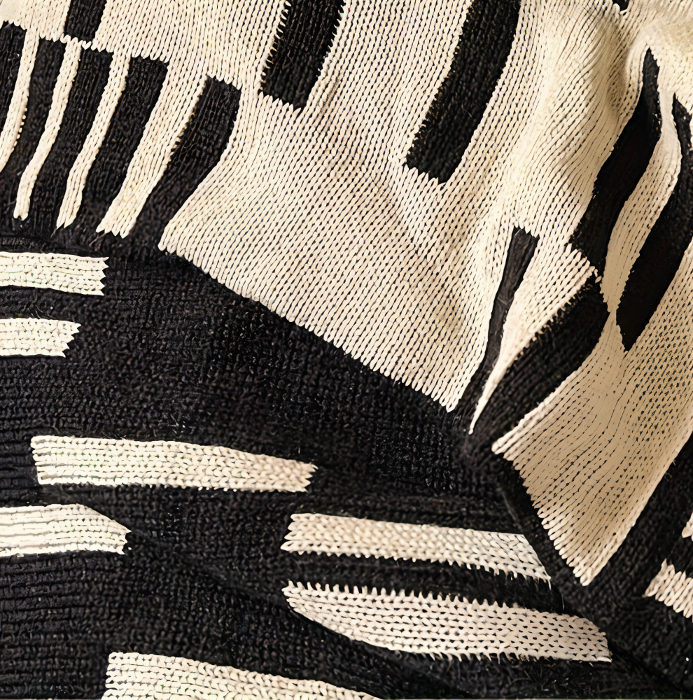 Cozy Plaid Knitted Blanket Black Beige Soft Throw