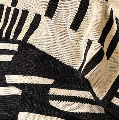 Cozy Plaid Knitted Blanket Black Beige Soft Throw