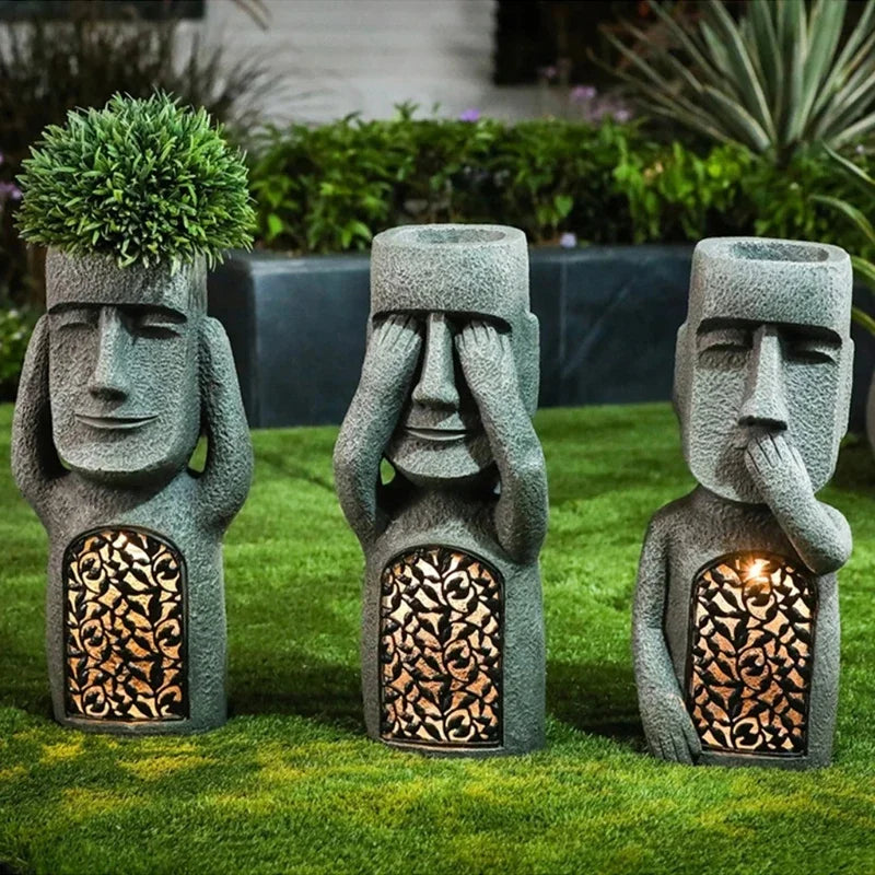 Colorful Garden LED Statue Flower Pot