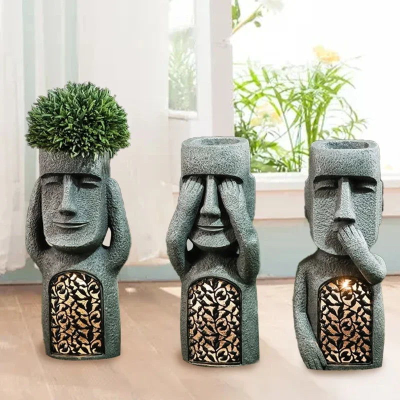 Colorful Garden LED Statue Flower Pot