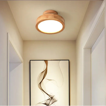 Rustic Wood Round Pendant Light - Befez