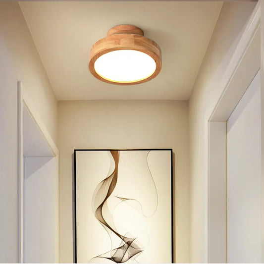 Rustic Wood Round Pendant Light - Befez