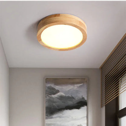 Rustic Wood Round Pendant Light