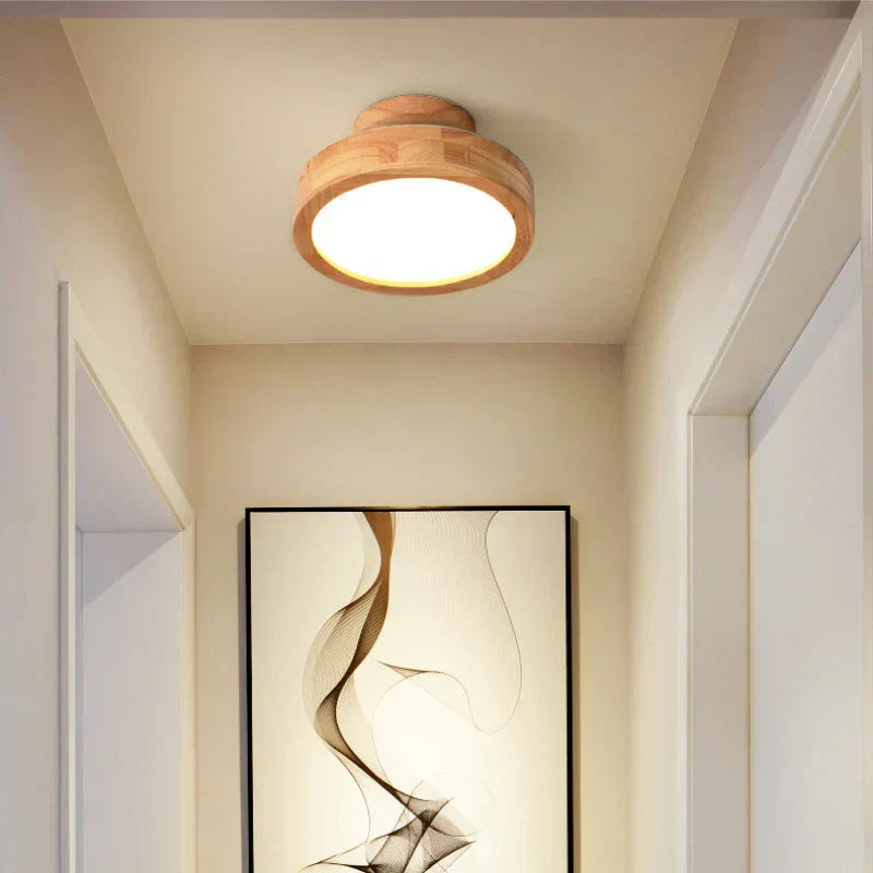Rustic Wood Round Pendant Light