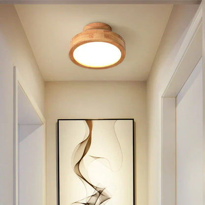 Rustic Wood Round Pendant Light