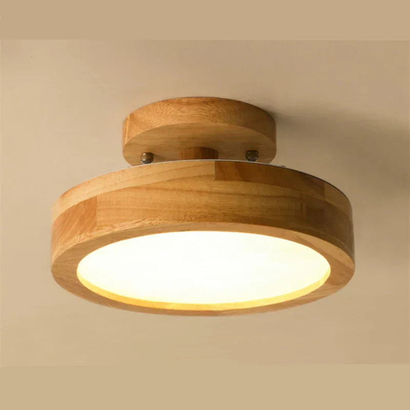 Rustic Wood Round Pendant Light