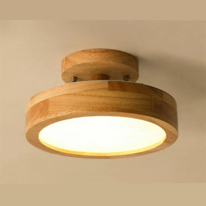 Rustic Wood Round Pendant Light