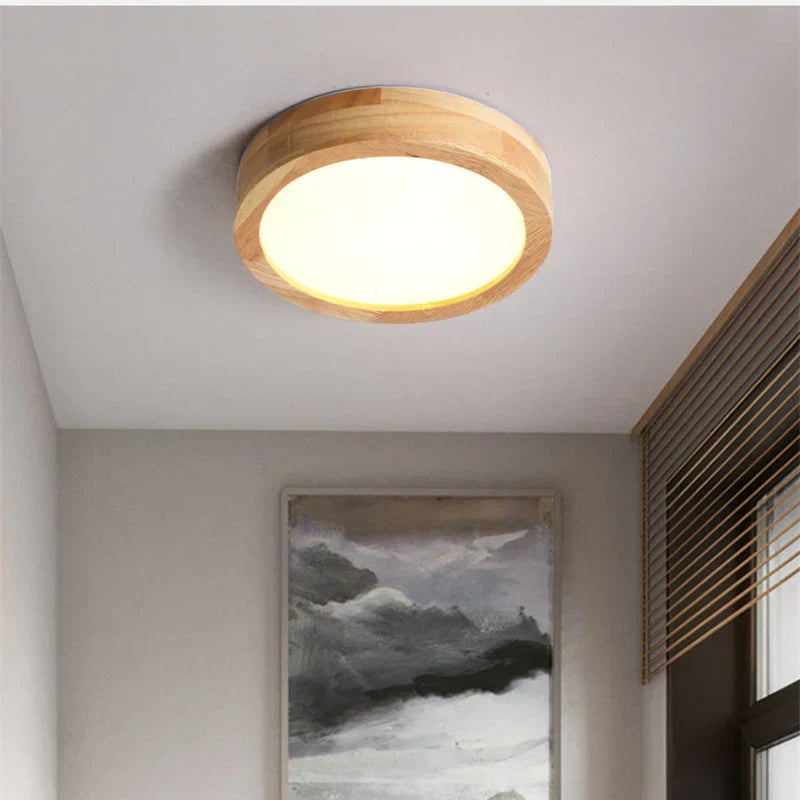 Rustic Wood Round Pendant Light