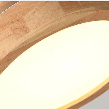 Rustic Wood Round Pendant Light