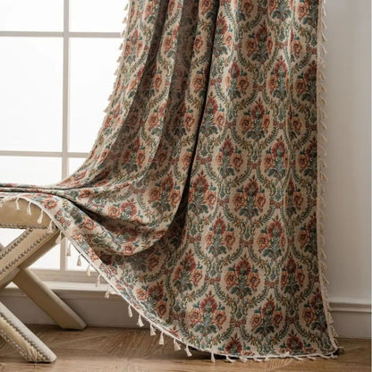 Pretty Floral Beaded Curtain Panel for Home Decor