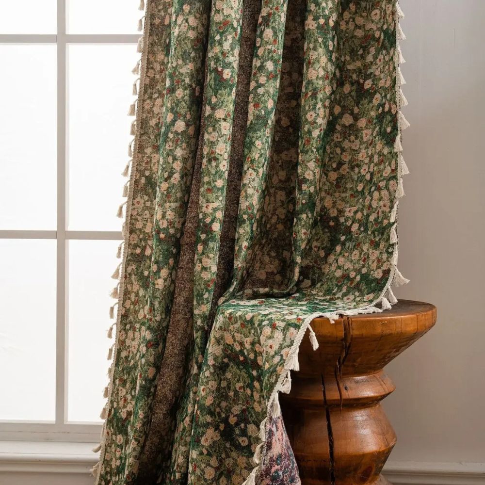 Pretty Floral Beaded Curtain Panel for Home Decor - Befez
