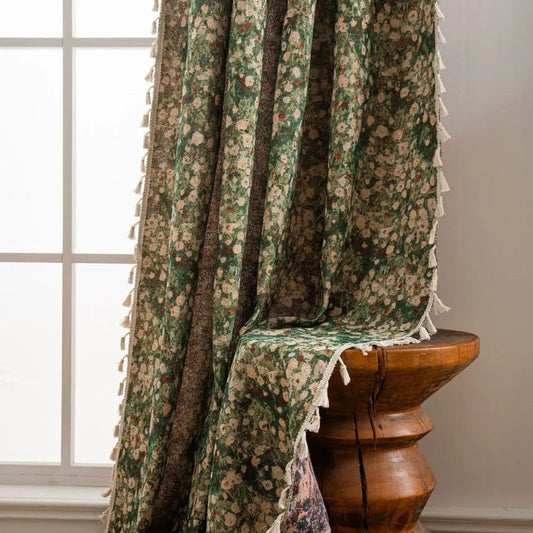 Pretty Floral Beaded Curtain Panel for Home Decor - Befez