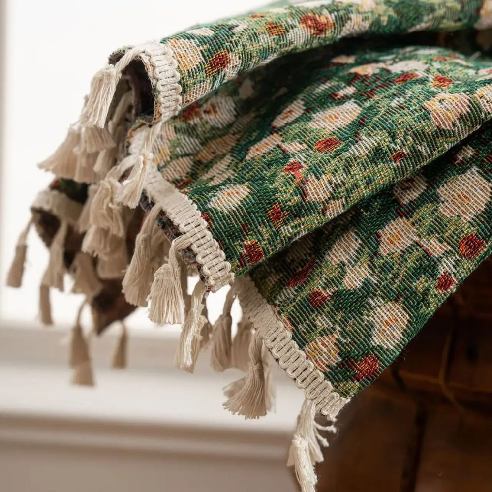 Pretty Floral Beaded Curtain Panel for Home Decor