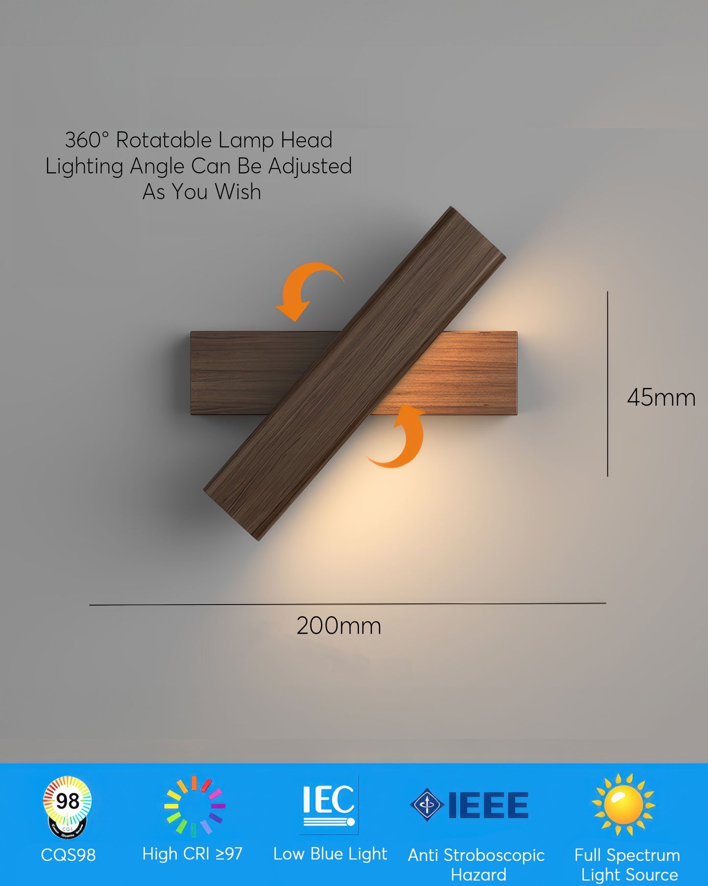 Adjustable Wooden Wall Light