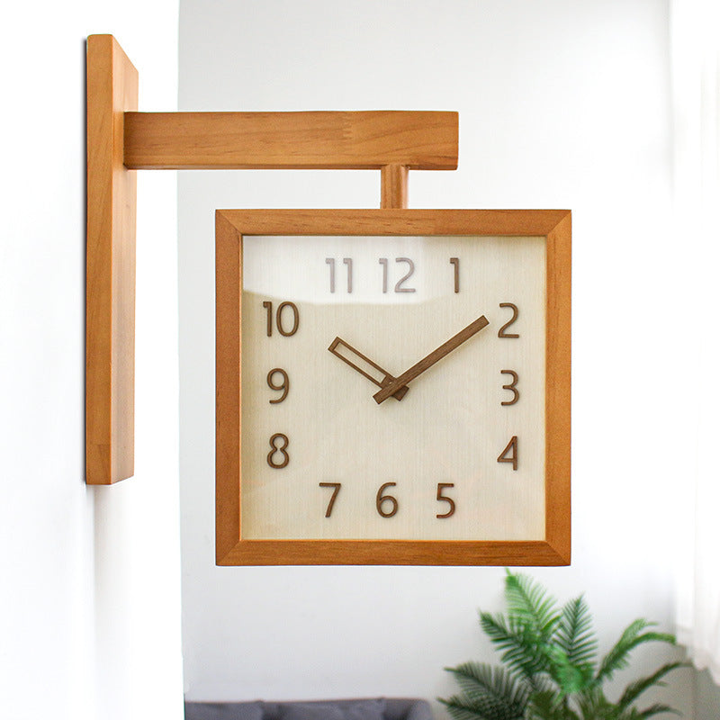 Rustic Wooden Dual Side Wall Clock - Befez