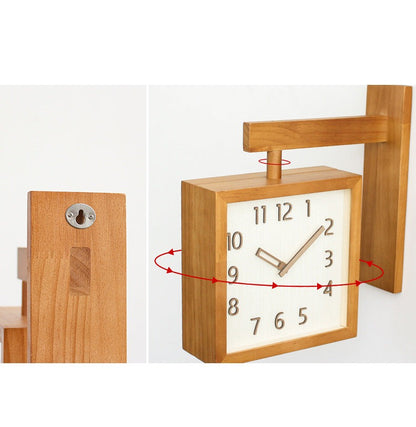 Rustic Wooden Dual Side Wall Clock