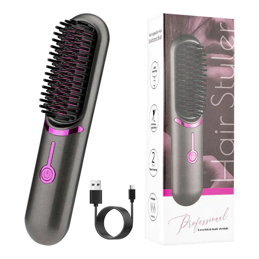 Ceramic Wireless Rechargeable Hair Straightening Brush - Befez