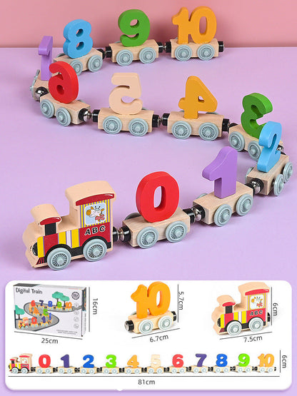 Wooden Educational Toy Train Set with Magnets