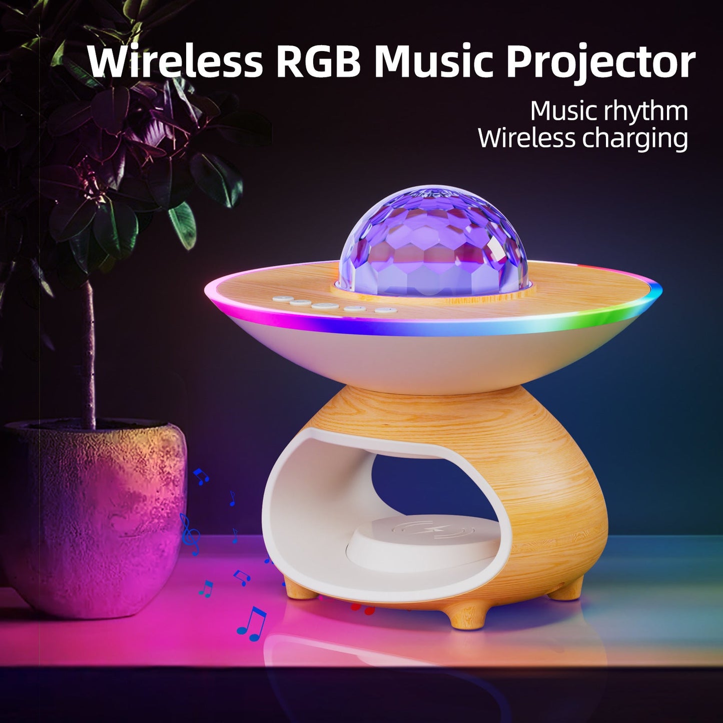 Colorful LED Wireless Charging Table Lamp