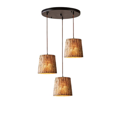 Rustic Wood Hanging Light with Earthy Design