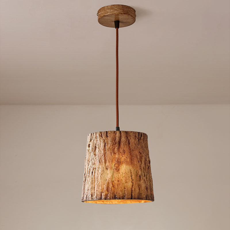Rustic Wood Hanging Light with Earthy Design