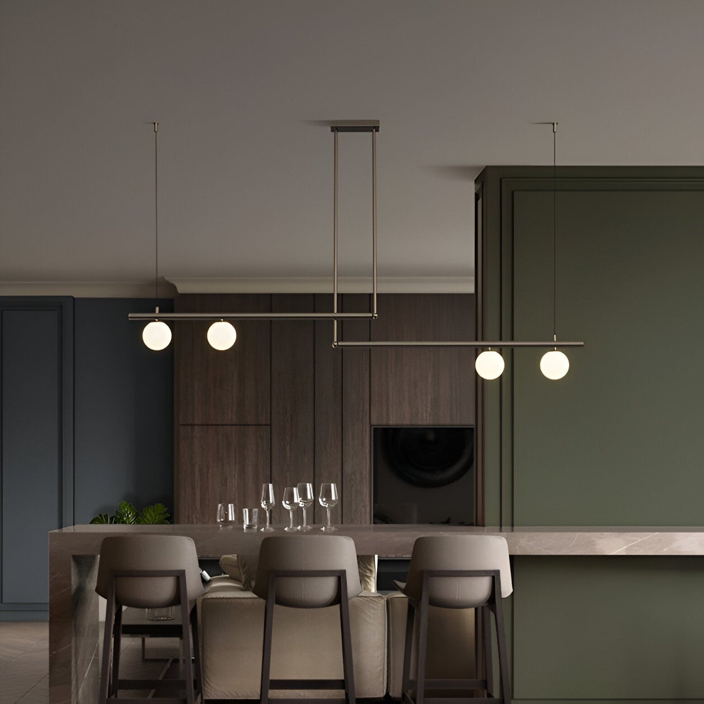 Modern Glass Linear Pendant Light