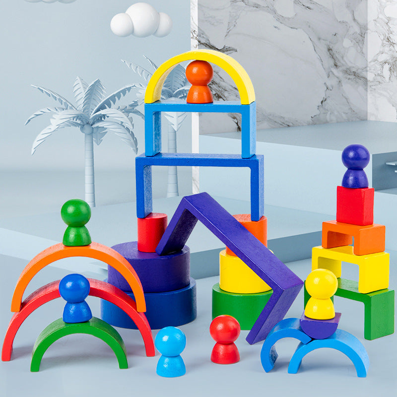 Colorful Wooden Building Blocks for Kids