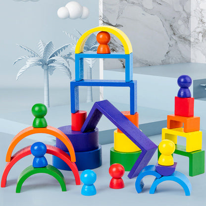 Colorful Wooden Building Blocks for Kids