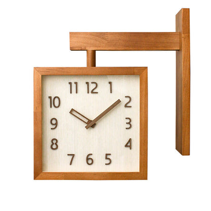 Rustic Wooden Dual Side Wall Clock