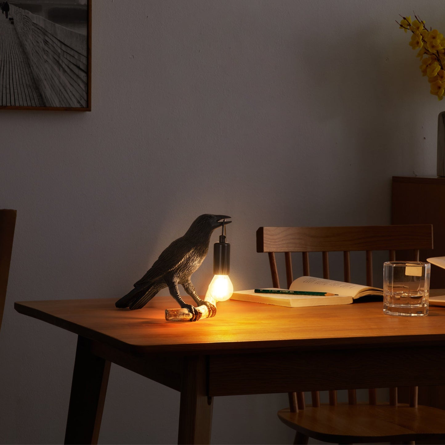 Compact Cute Bird Nightstand Table Lamp