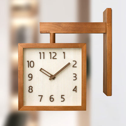 Rustic Wooden Dual Side Wall Clock