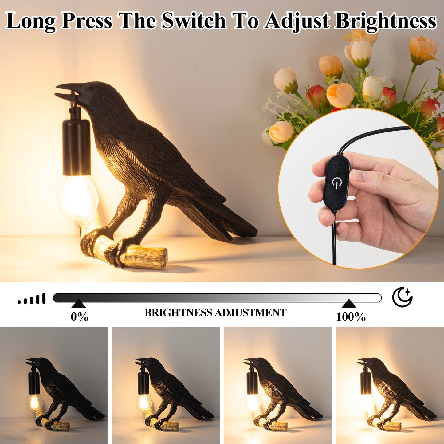 Compact Cute Bird Nightstand Table Lamp
