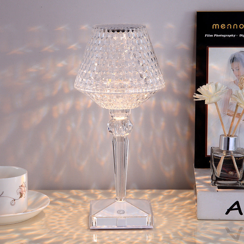 Elegant Crystal Desk Lamp with USB Charger