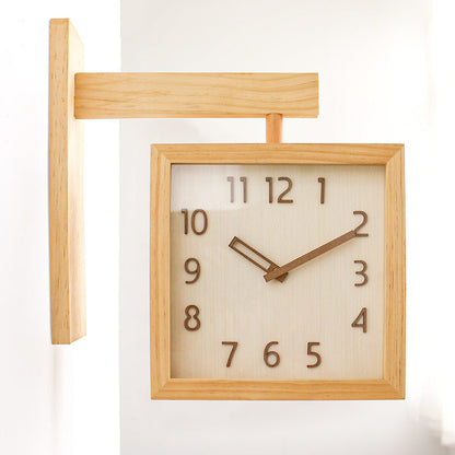 Rustic Wooden Dual Side Wall Clock