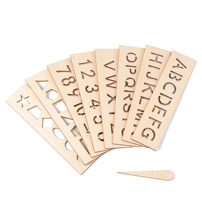 Wooden Alphabet Tracing Templates for Kids